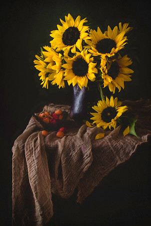 Sunflowers and Raspberries